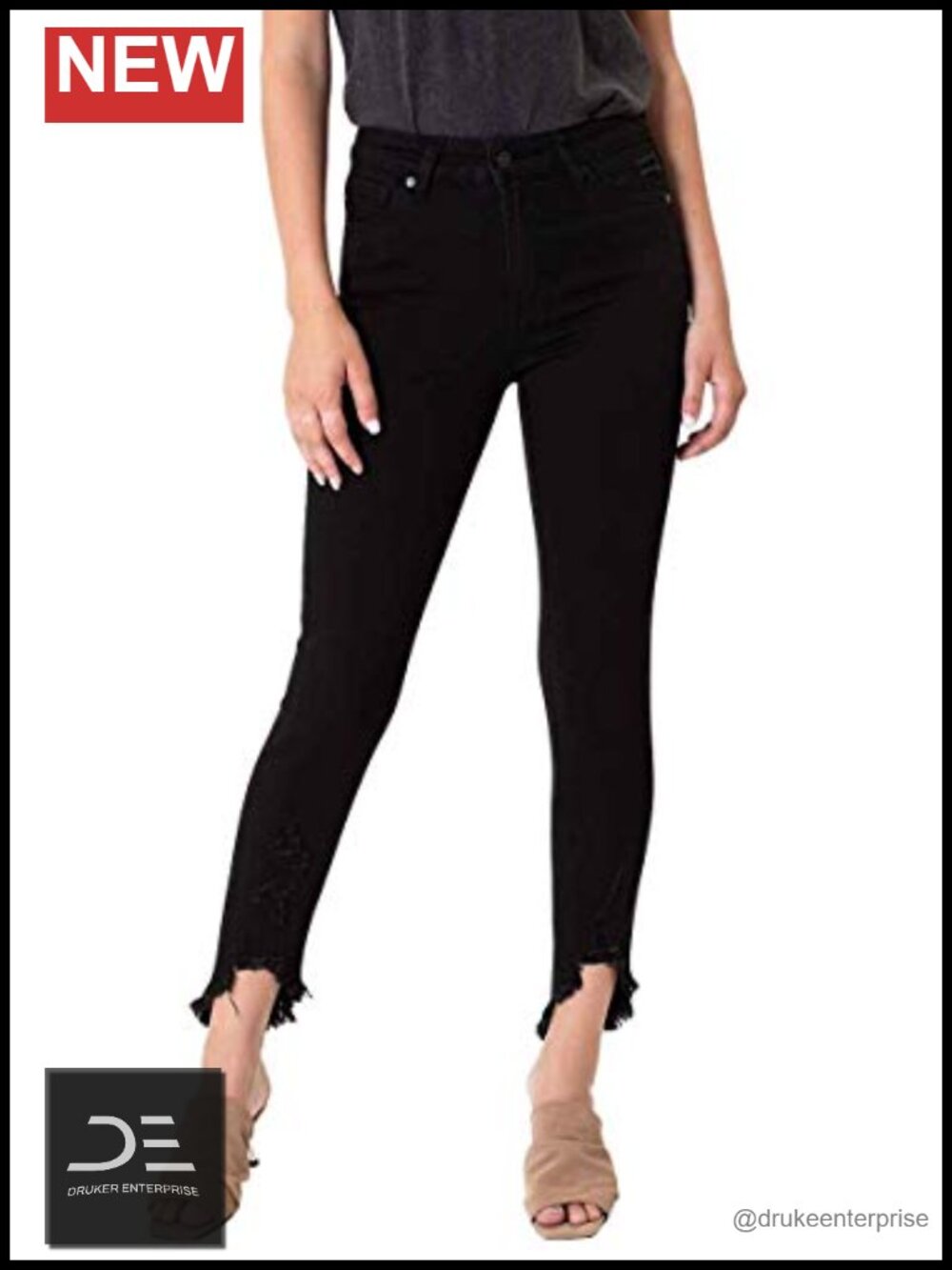 High Rise Ankle Skinny Jeans Stretchable Cotton Blend 5 Pocket